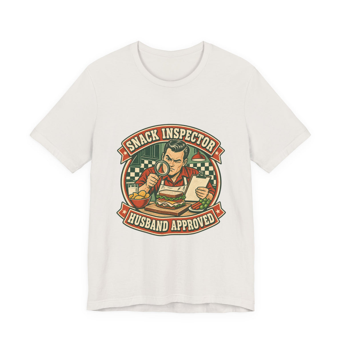 Snack Inspector Husband Approved T-Shirt – Vintage Food Detective Humor Tee