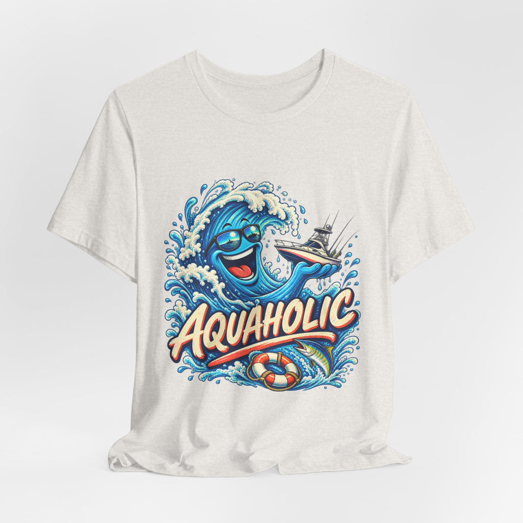Aquaholic T-Shirt, Vintage Ocean Wave Humor Tee for Boating and Fishing Fans