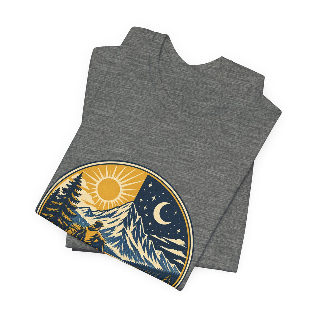 Mountain Time T-Shirt, No Clock Required Vintage Hiking Mountain Lake Tee
