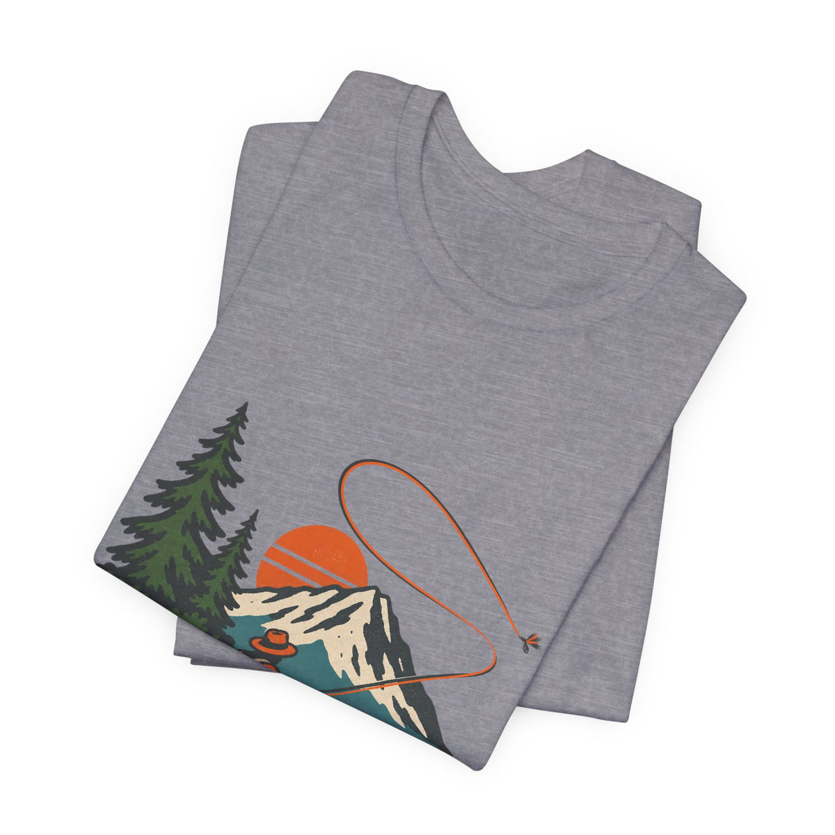 Vintage Fly Fishing Mountain Lake T-Shirt — Retro Angler Outdoors Tee