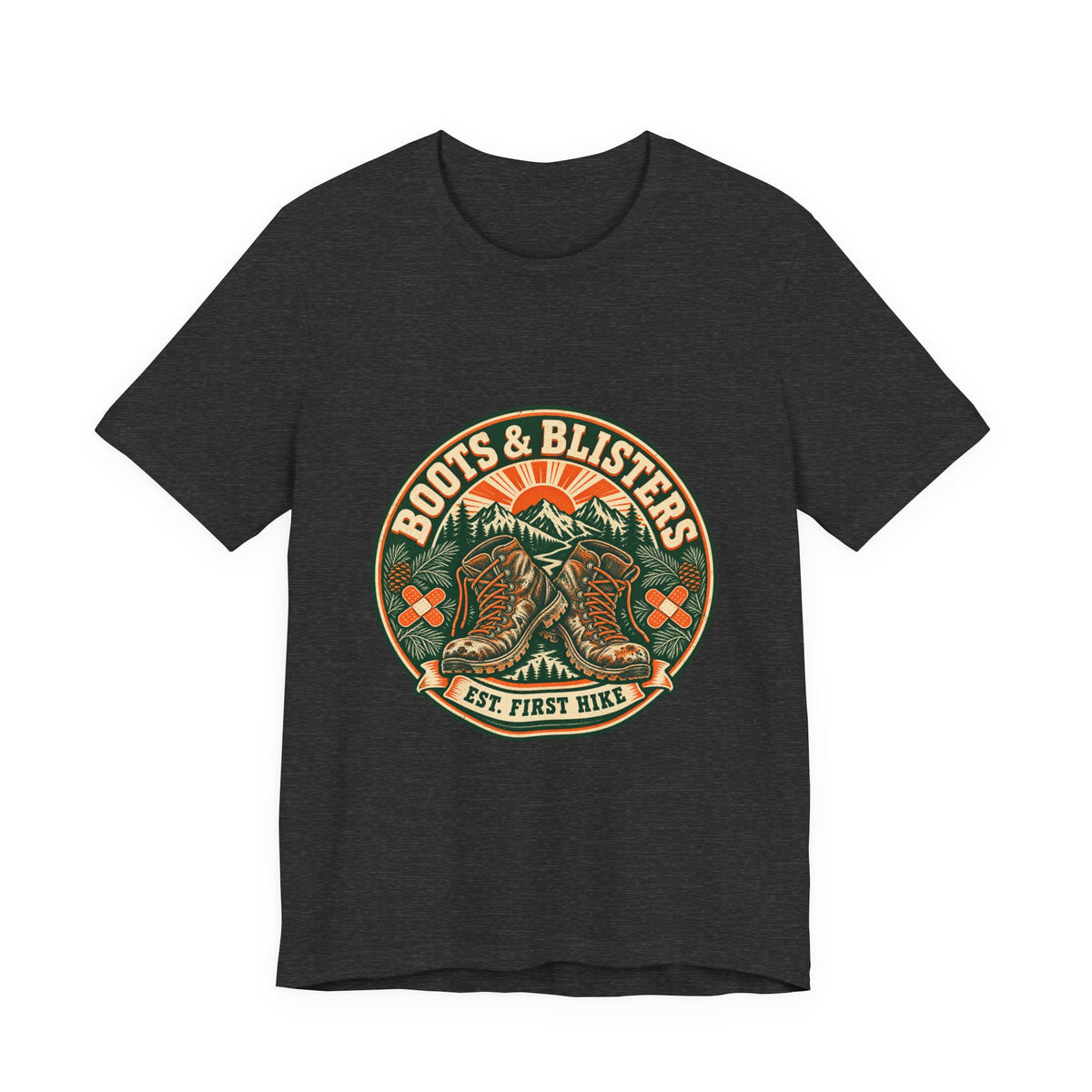 Boots & Blisters T-Shirt — Vintage Hiking Boots Mountain Trail Tee