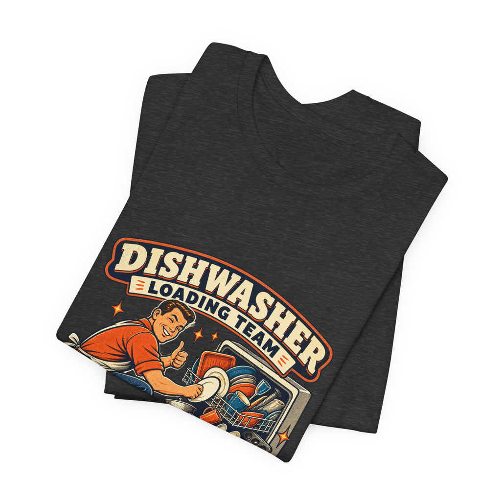 Dishwasher Loading Team T-Shirt, Creative Arrangements Retro Kitchen Humor Tee
