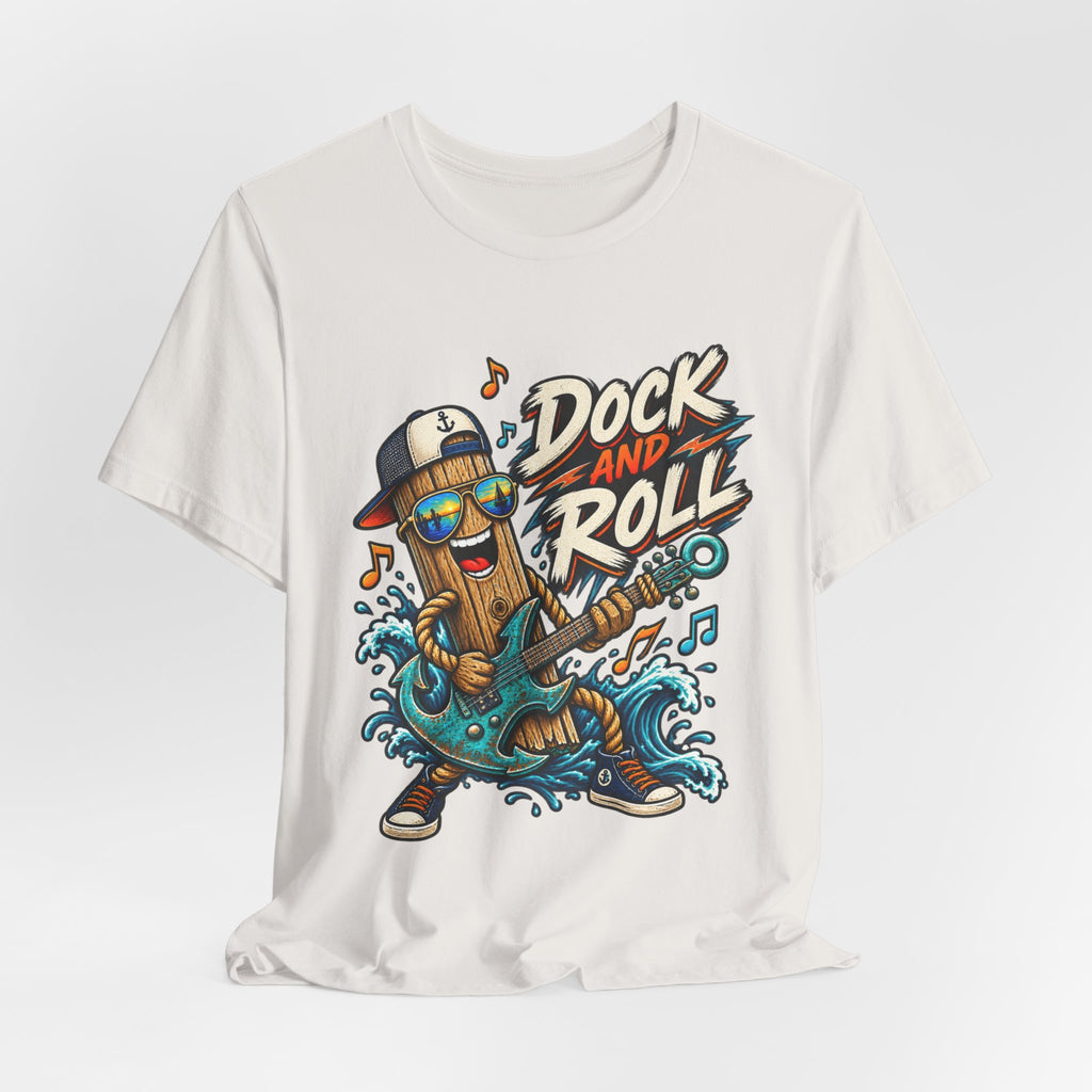 Dock and Roll T-Shirt, Funny Nautical Guitar Vintage Lake Life Tee