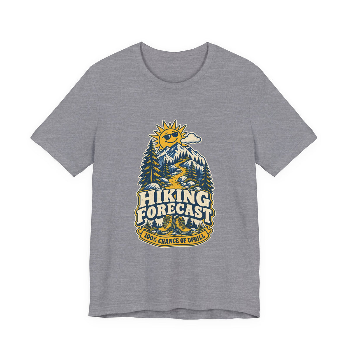 Hiking Forecast T-Shirt — 100% Chance of Uphill Vintage Mountain Tee