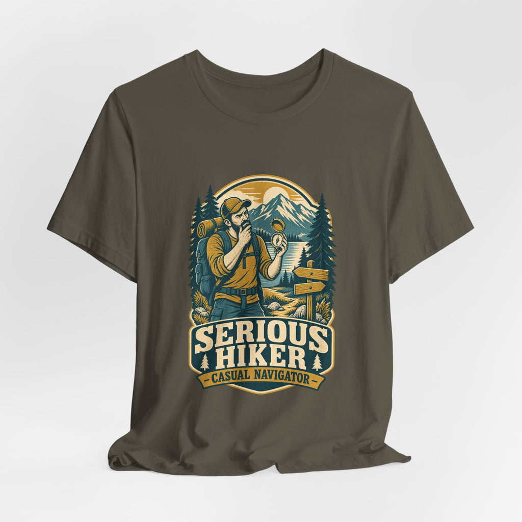 Serious Hiker T-Shirt — Casual Navigator Vintage Hiking Compass Mountain Tee