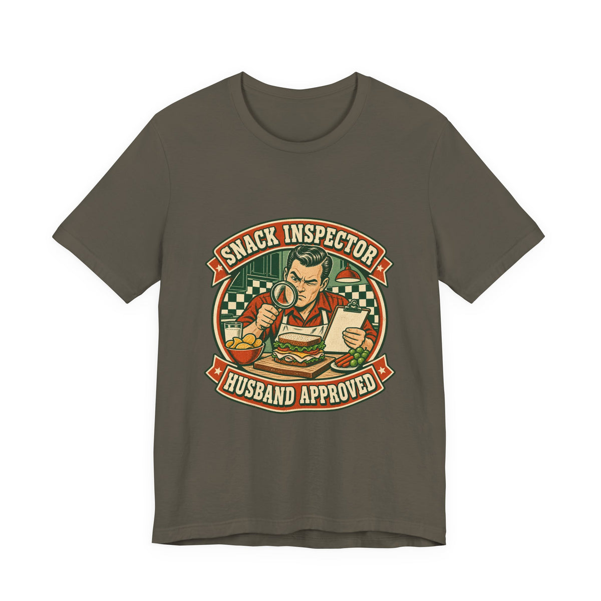 Snack Inspector Husband Approved T-Shirt – Vintage Food Detective Humor Tee