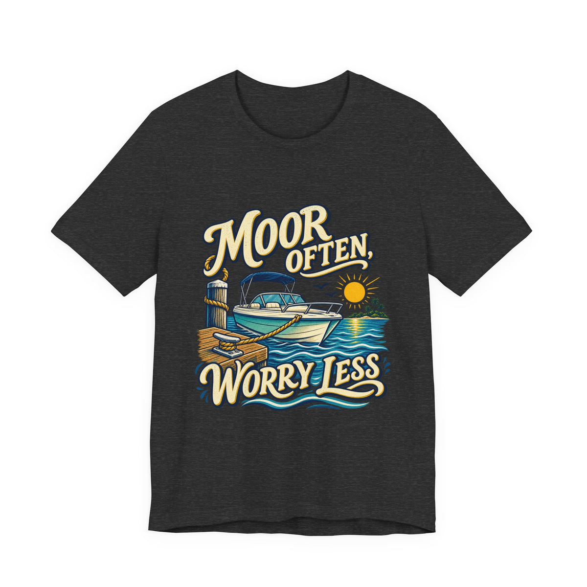 Moor Often Worry Less Boat T-Shirt — Vintage Boating and Lake Life Humor Tee