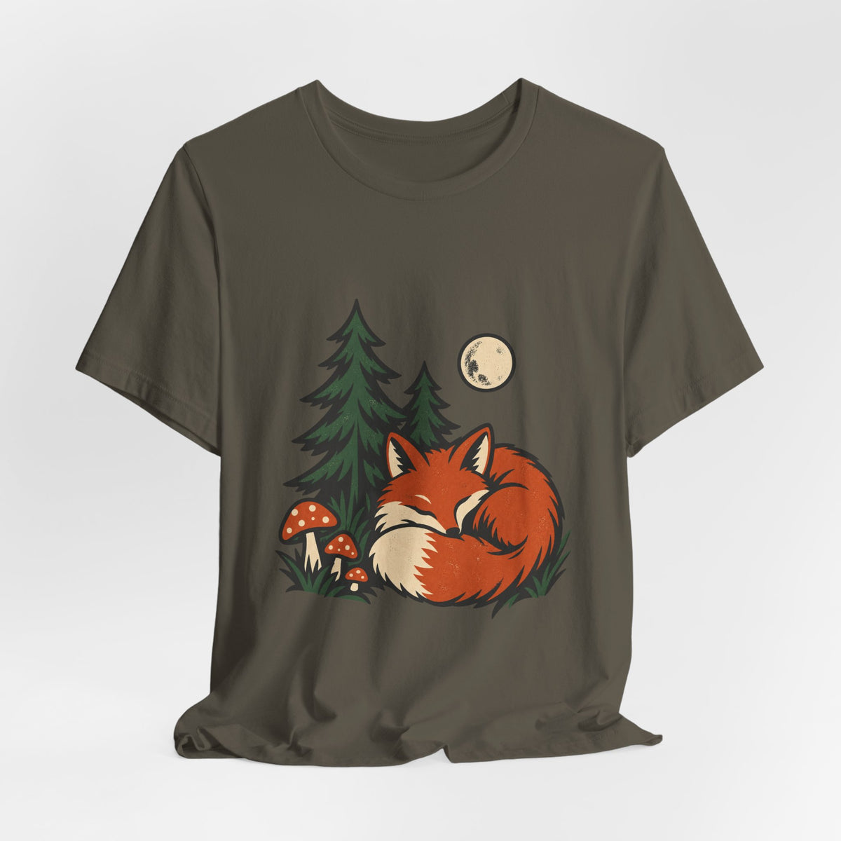 Sleeping Fox in the Forest T-Shirt — Vintage Woodland Nature Tee