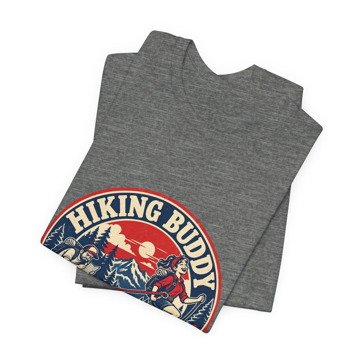 Hiking Buddy T-Shirt — Vintage Mountain Trekking Tee with Terms & Conditions Apply