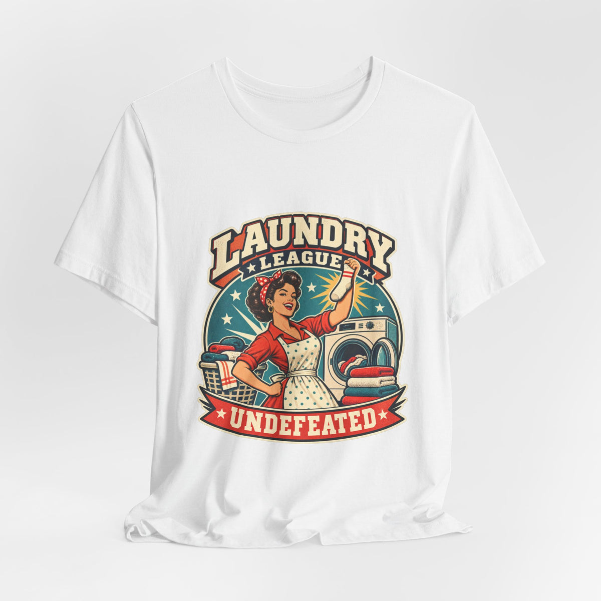 Laundry League Undefeated T-Shirt, Vintage Retro Laundry Room Humor Tee