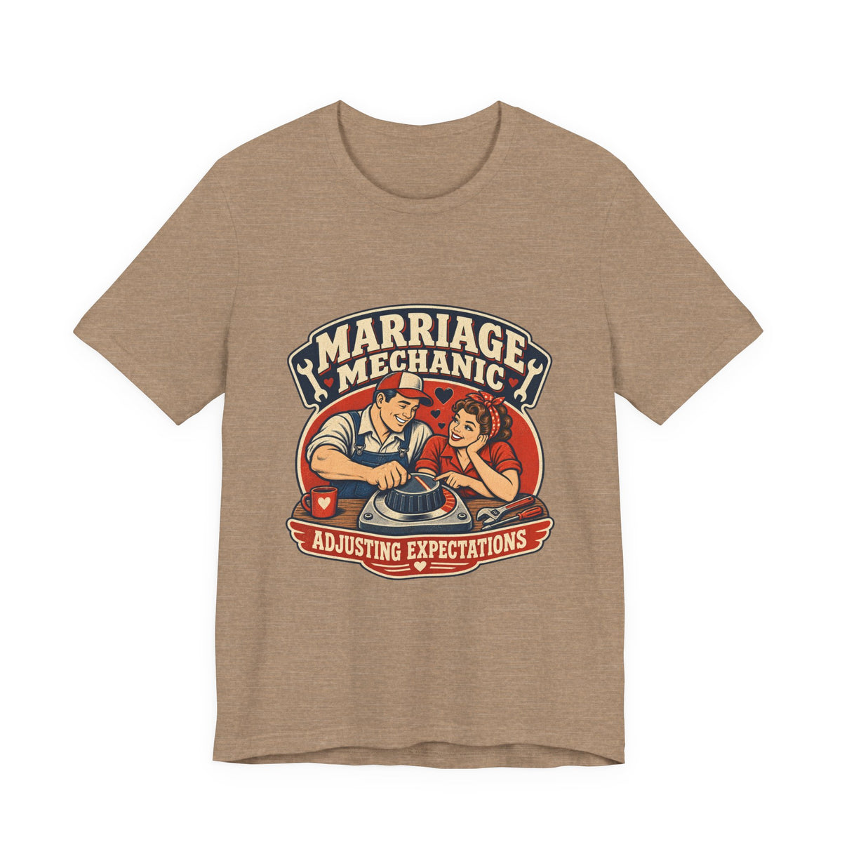 Marriage Mechanic Adjusting Expectations T-Shirt — Retro Couple Humor Tee