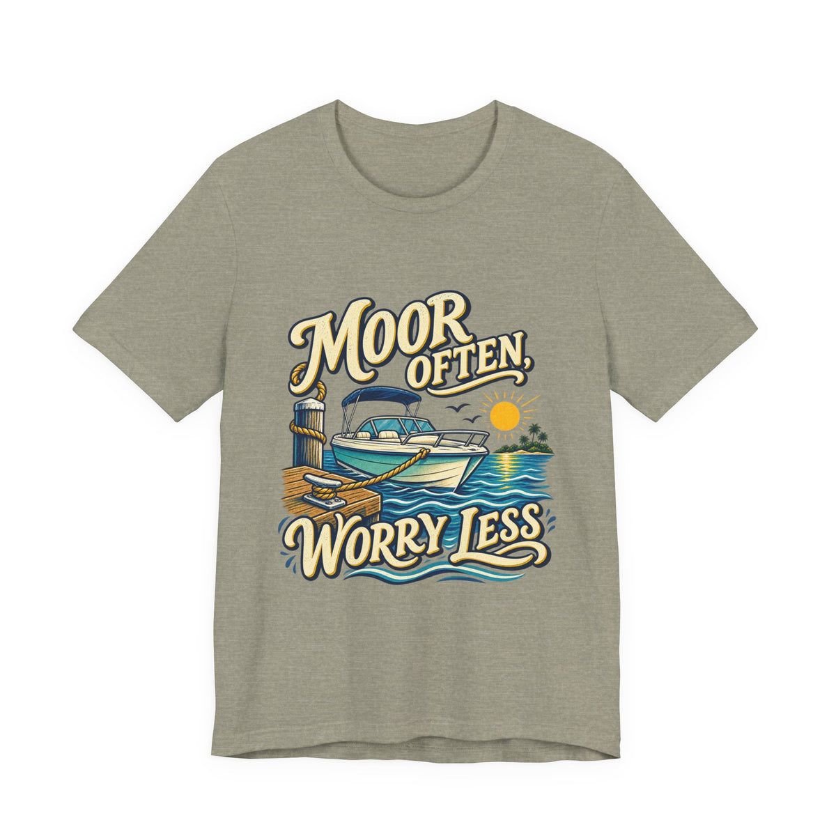 Moor Often Worry Less Boat T-Shirt — Vintage Boating and Lake Life Humor Tee