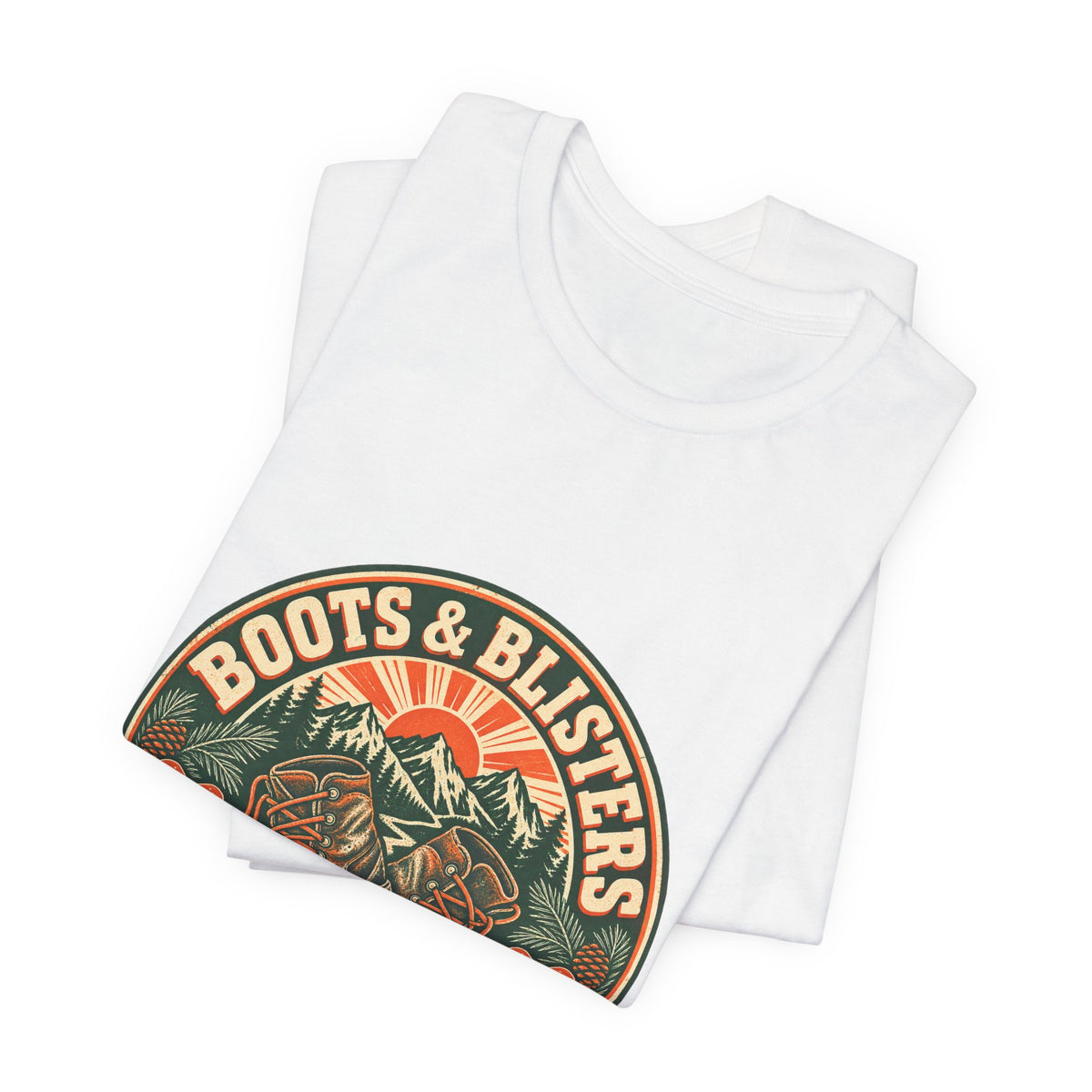 Boots & Blisters T-Shirt — Vintage Hiking Boots Mountain Trail Tee