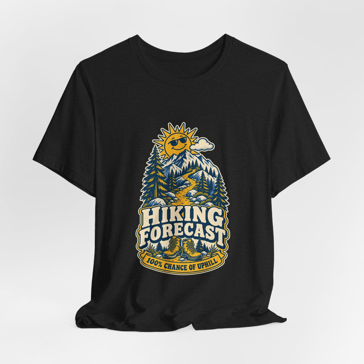 Hiking Forecast T-Shirt — 100% Chance of Uphill Vintage Mountain Tee