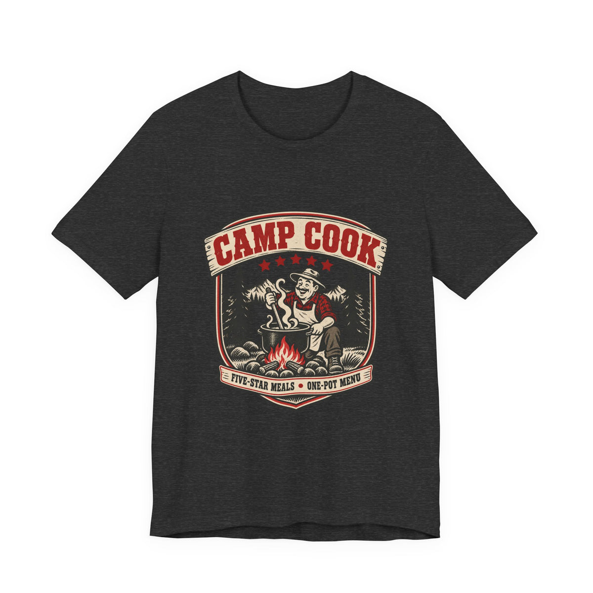 Camp Cook T-Shirt — Five-Star Meals One-Pot Menu Vintage Camping Tee
