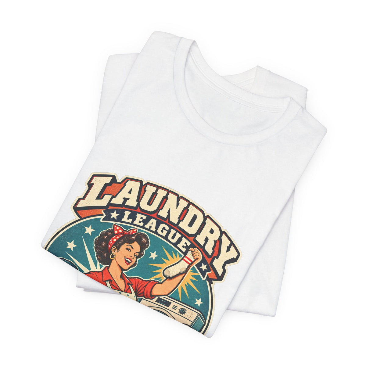 Laundry League Undefeated T-Shirt, Vintage Retro Laundry Room Humor Tee