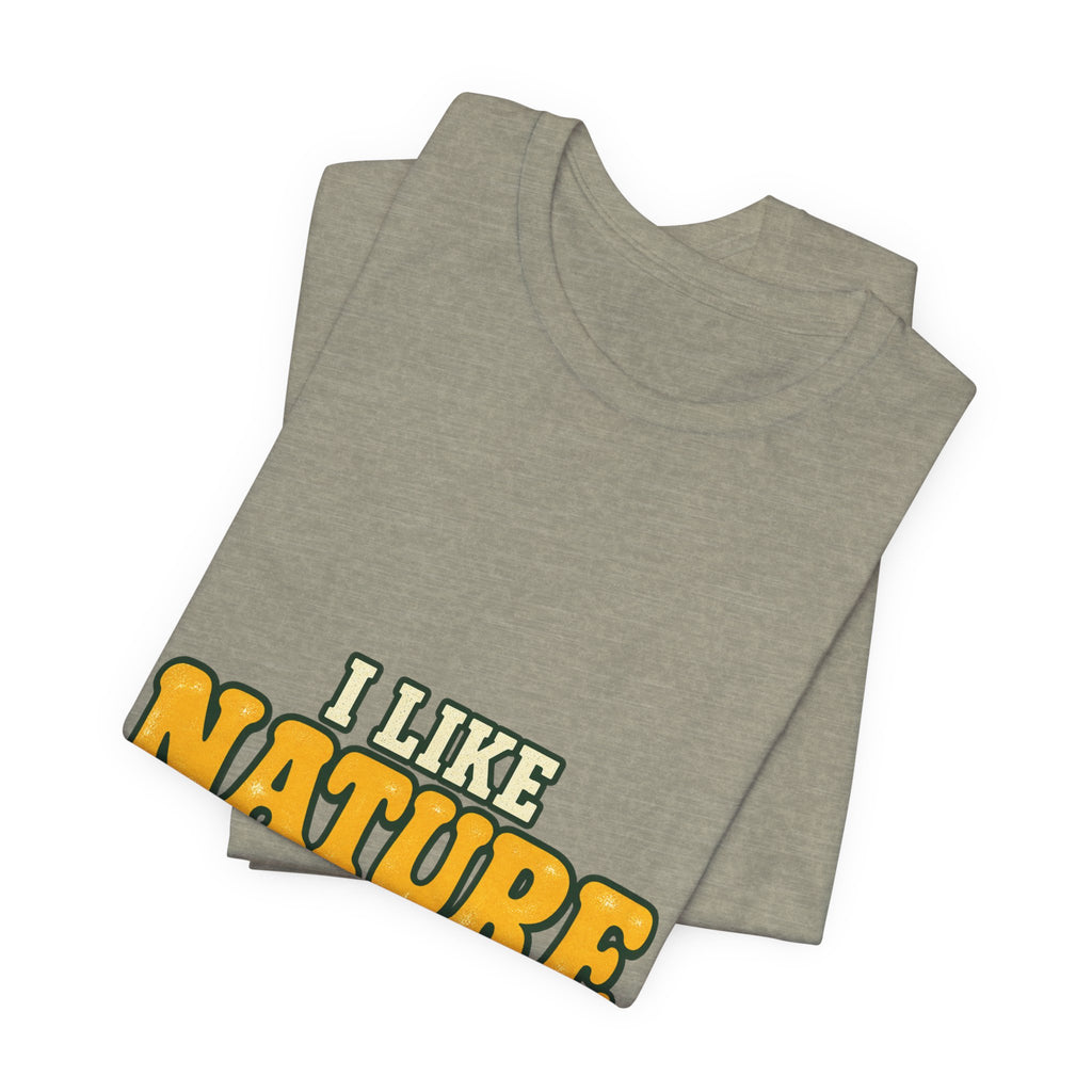I Like Nature with Benches T-Shirt — Funny Vintage Outdoor Hiking Tee