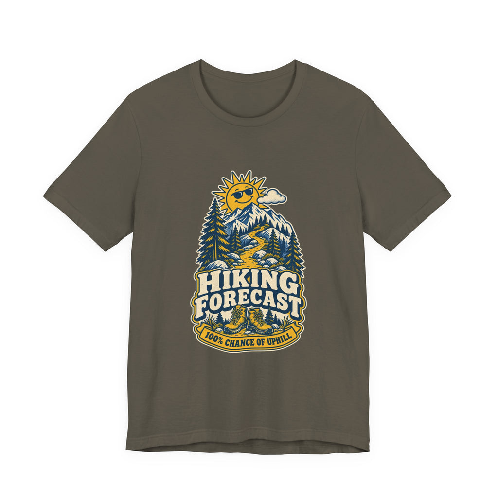 Hiking Forecast T-Shirt — 100% Chance of Uphill Vintage Mountain Tee