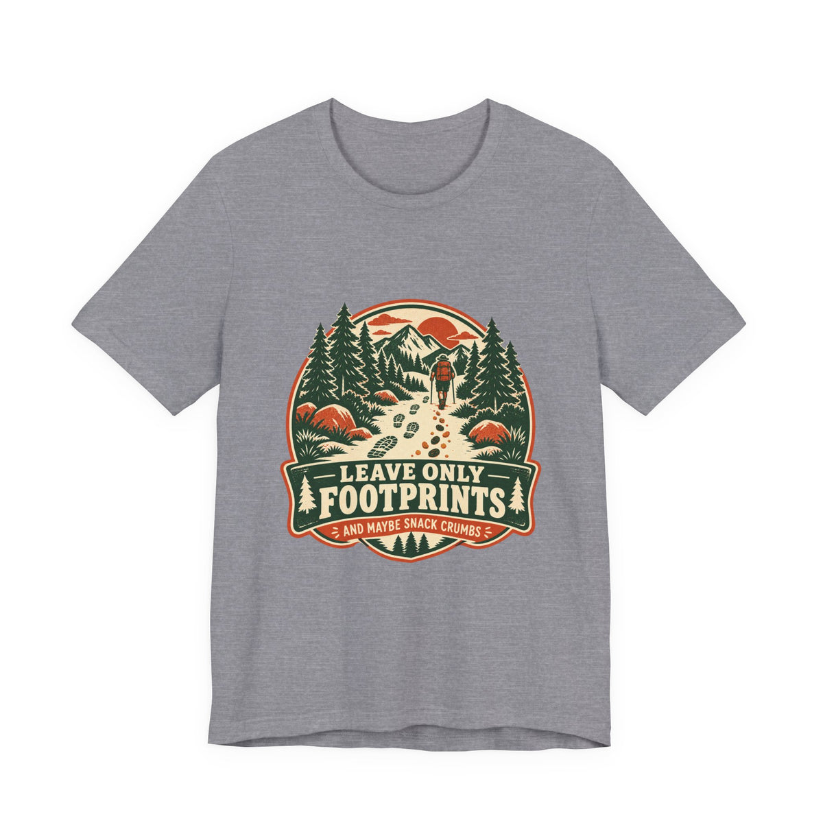 Leave Only Footprints T-Shirt — Funny Hiking Trail Snack Crumbs Vintage Mountain Tee