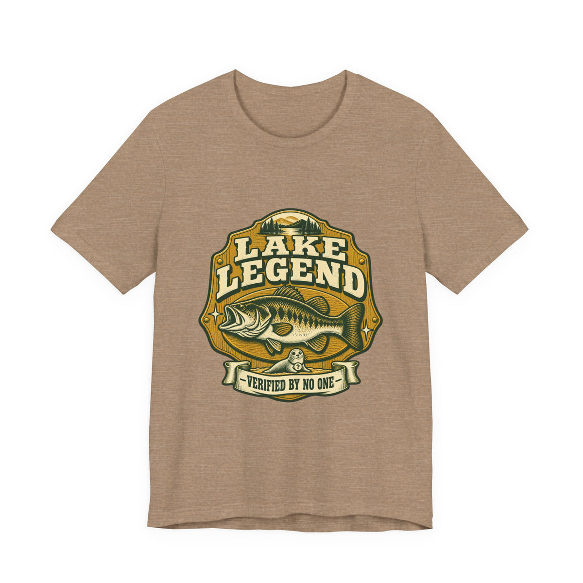 Lake Legend Fishing T-Shirt — Vintage Bass and “Verified by No One” Lake Life Tee