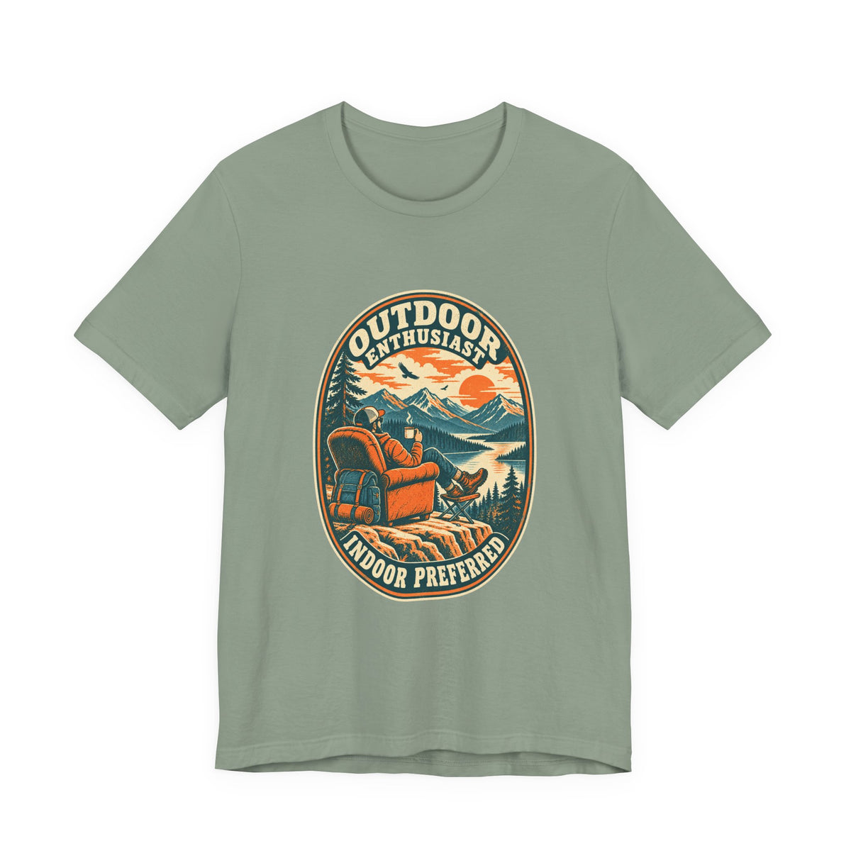 Outdoor Enthusiast Indoor Preferred T-Shirt – Vintage Mountain Camping Chair Tee