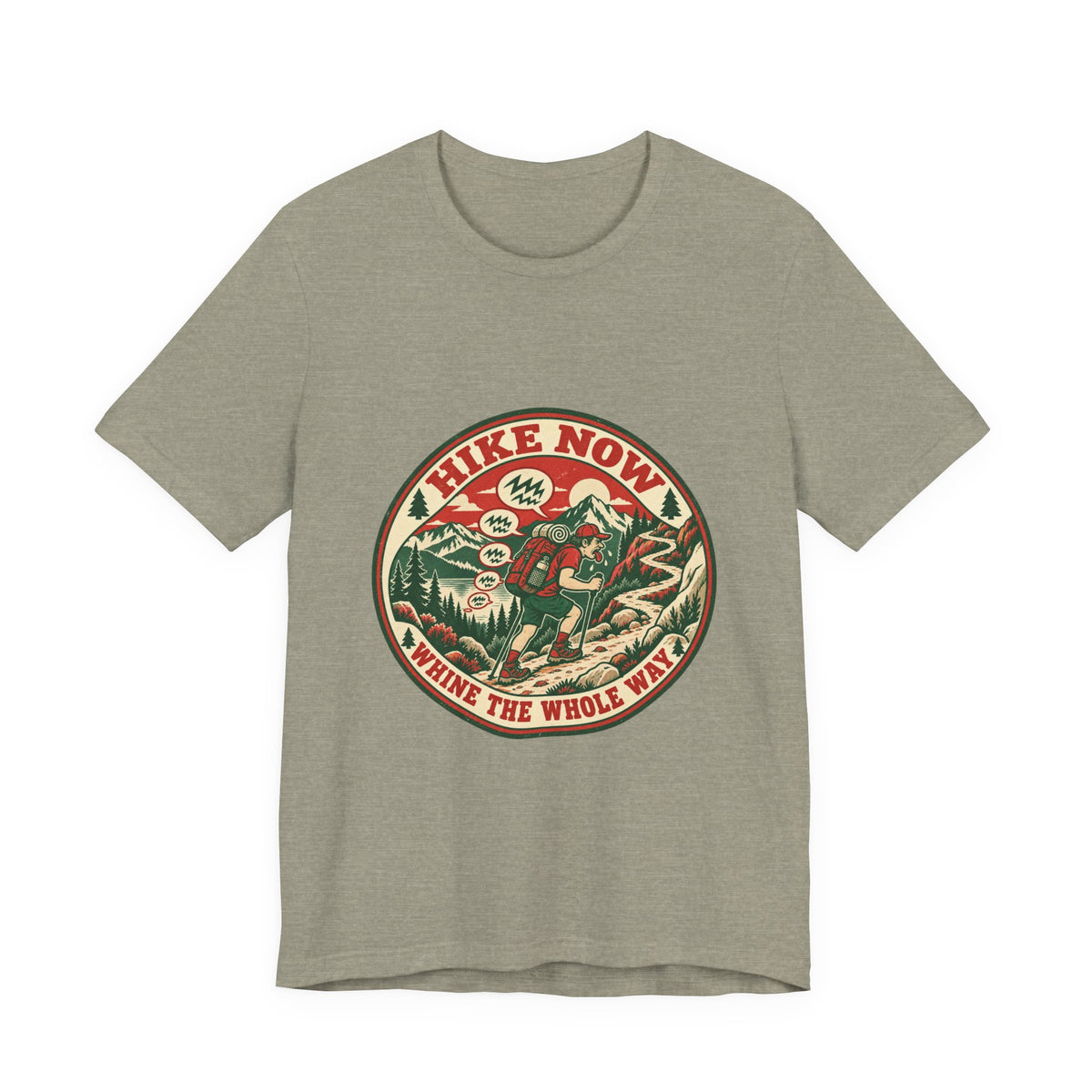 Hike Now, Wine the Whole Way T-Shirt — Funny Vintage Hiking Mountain Tee