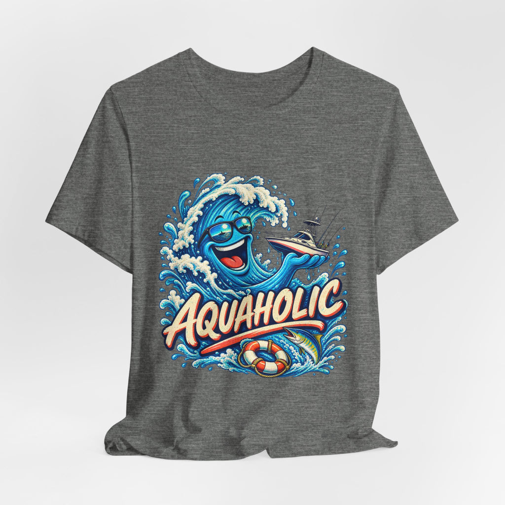 Aquaholic T-Shirt, Vintage Ocean Wave Humor Tee for Boating and Fishing Fans