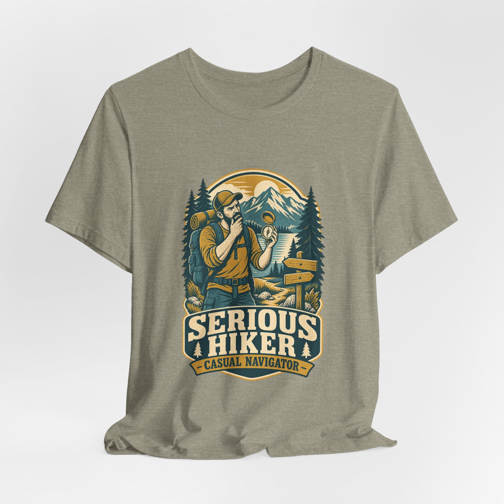 Serious Hiker T-Shirt — Casual Navigator Vintage Hiking Compass Mountain Tee