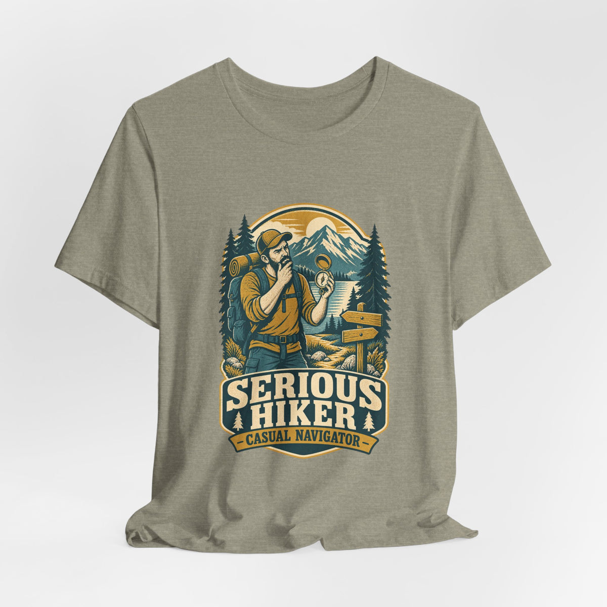 Serious Hiker T-Shirt — Casual Navigator Vintage Hiking Compass Mountain Tee
