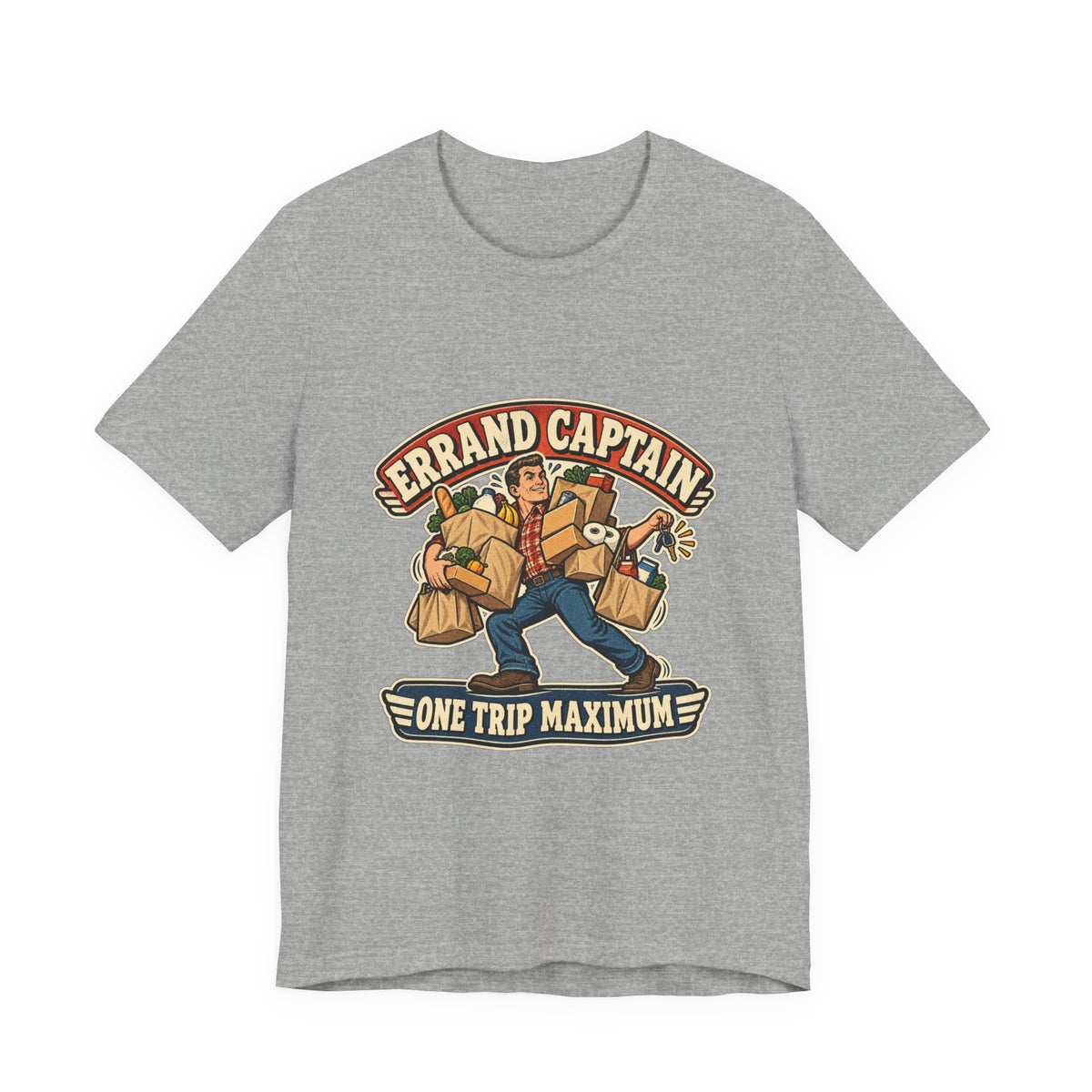 Errand Captain One Trip Maximum T-Shirt — Retro Grocery Haul Humor Tee