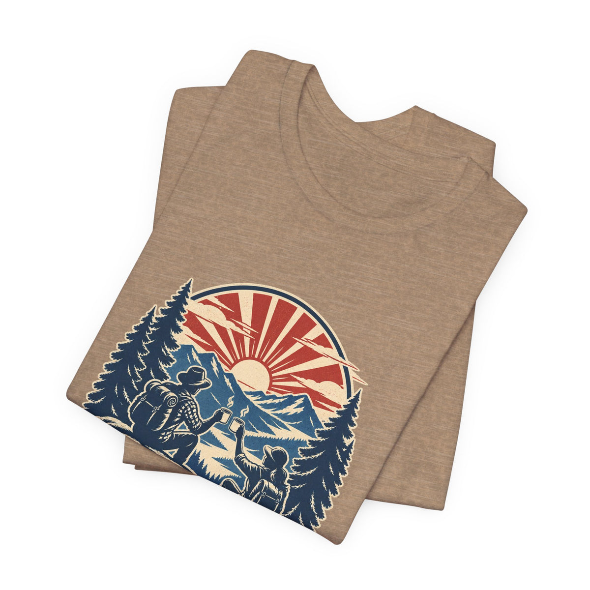 Sunrise Crew Hiking Tee — Running on Coffee & Views Vintage Mountain Shirt