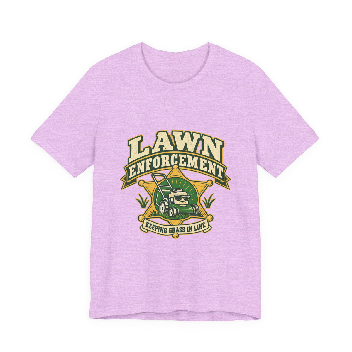 Lawn Enforcement Mower T-Shirt — Keeping Grass in Line Vintage Lawn Care Tee