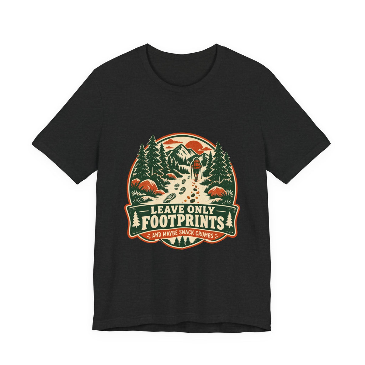Leave Only Footprints T-Shirt — Funny Hiking Trail Snack Crumbs Vintage Mountain Tee