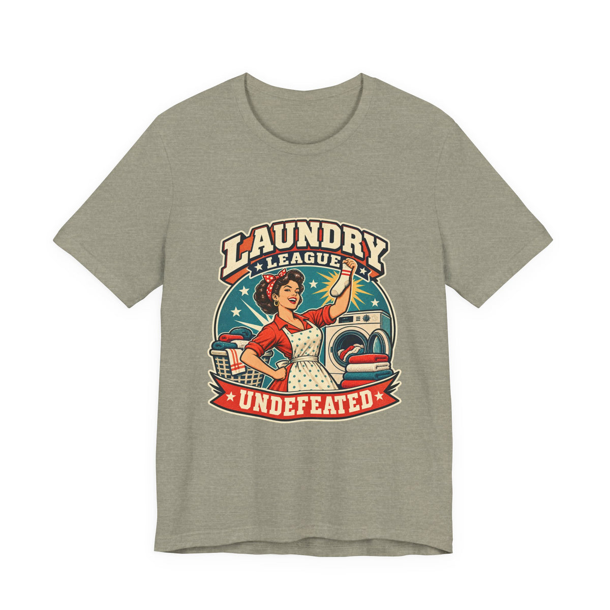 Laundry League Undefeated T-Shirt, Vintage Retro Laundry Room Humor Tee