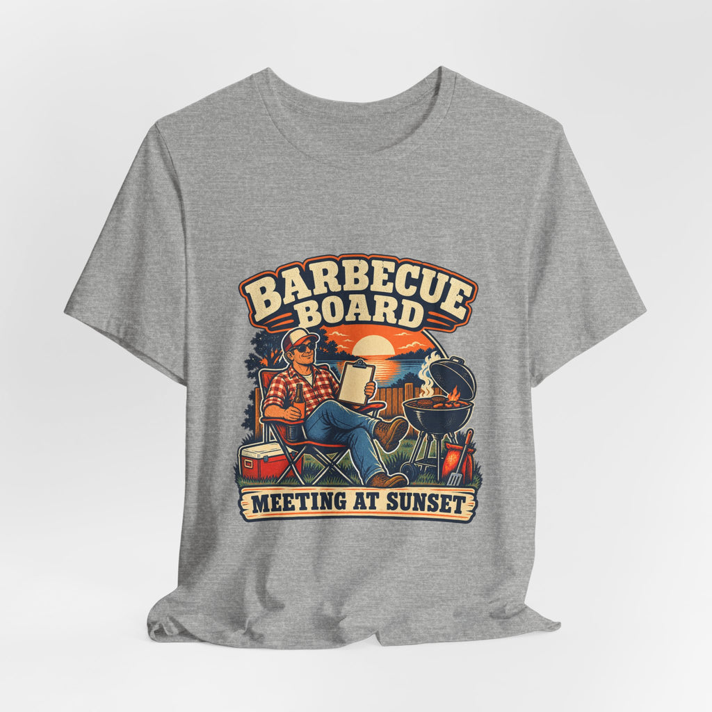 Barbecue Board Meeting at Sunset T-Shirt — Vintage Grilling & Backyard BBQ Humor