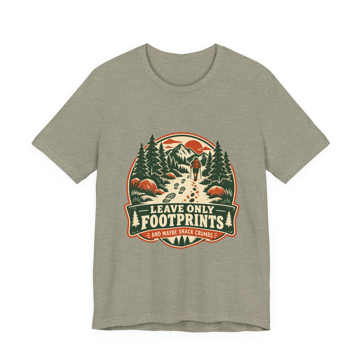 Leave Only Footprints T-Shirt — Funny Hiking Trail Snack Crumbs Vintage Mountain Tee