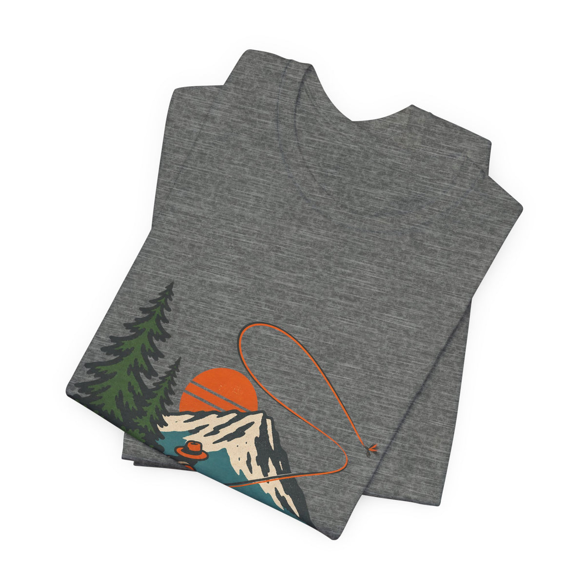 Vintage Fly Fishing Mountain Lake T-Shirt — Retro Angler Outdoors Tee