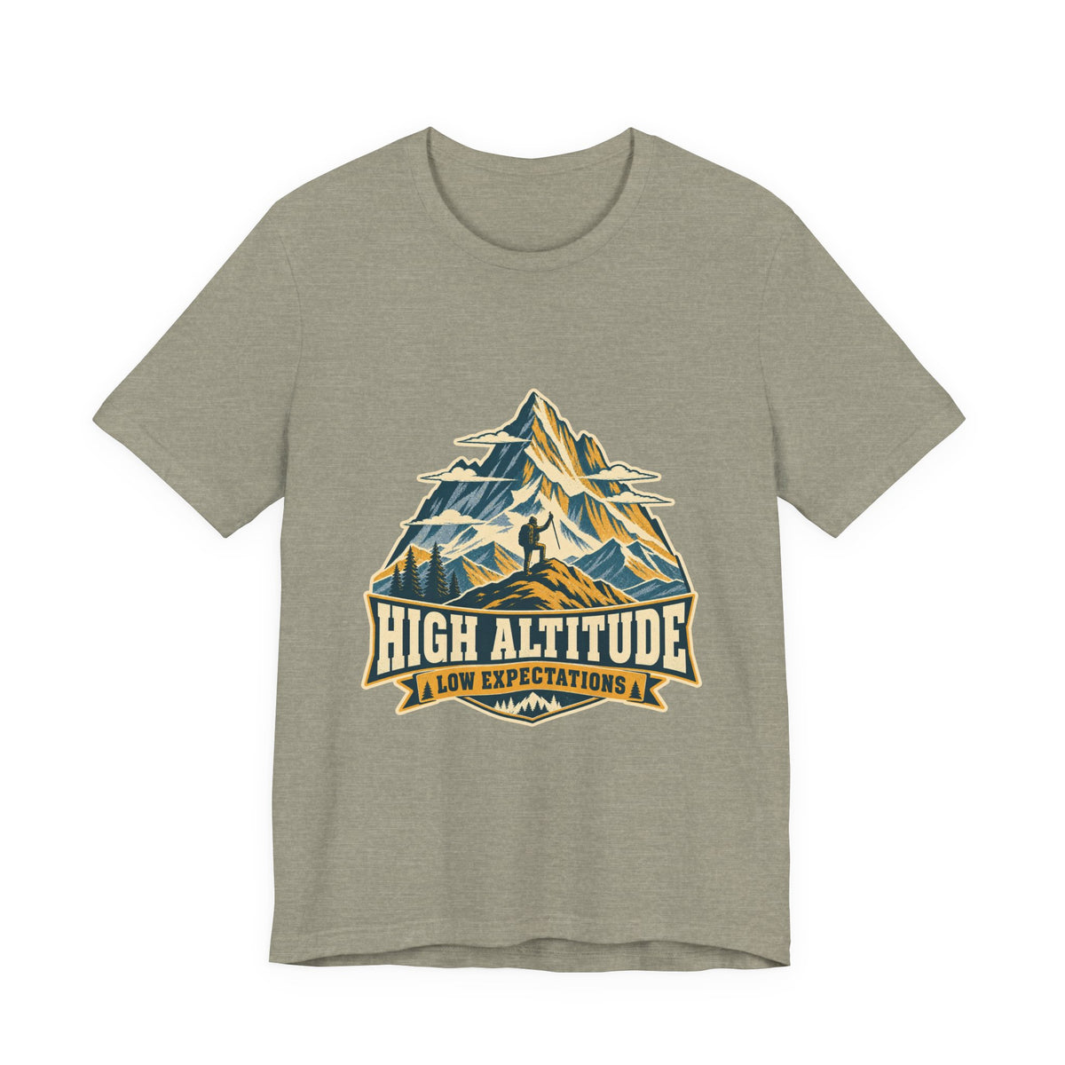 High Altitude Low Expectations T-Shirt — Vintage Mountain Hiking Tee