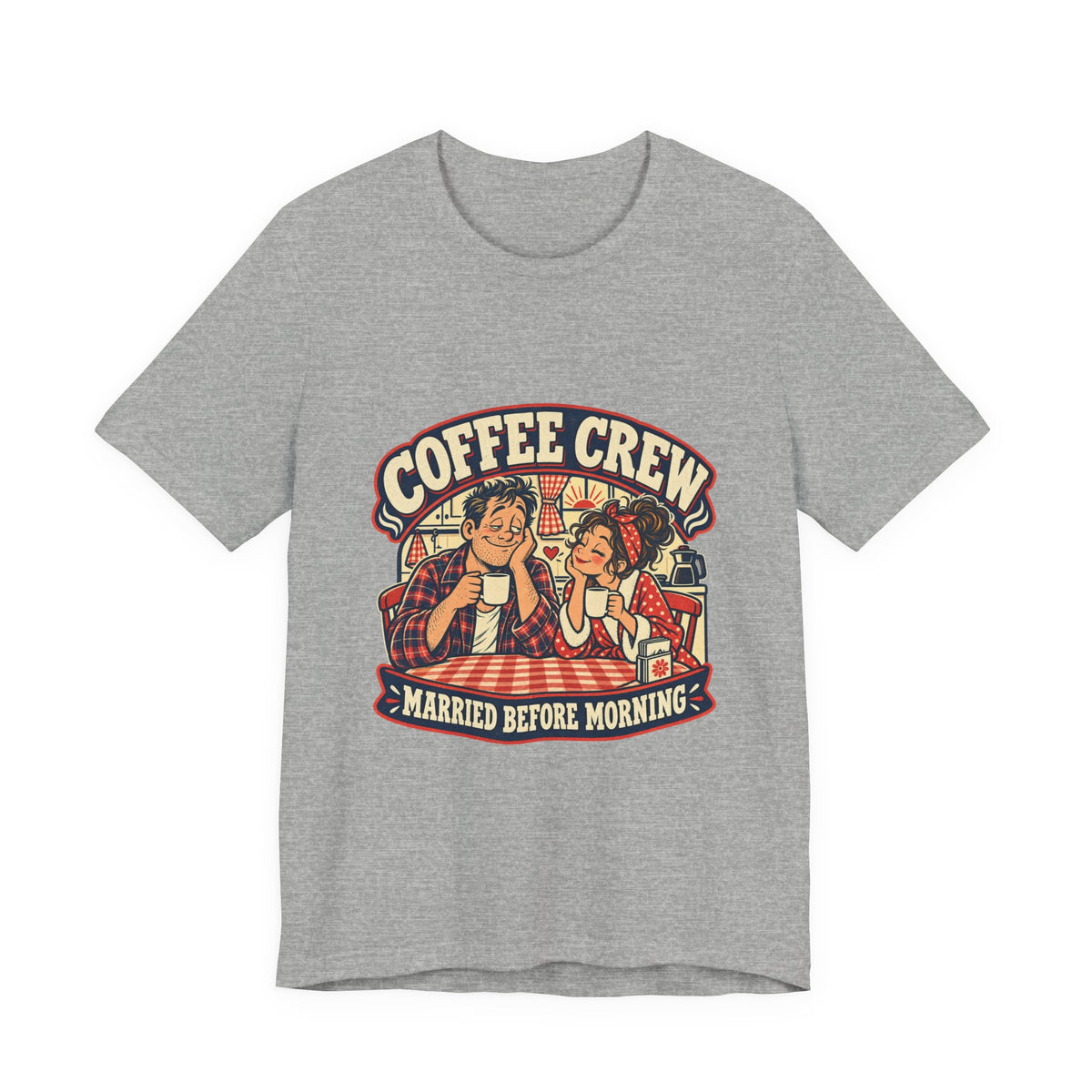 Coffee Crew Married Before Morning T-Shirt – Vintage Couple Coffee Humor Tee
