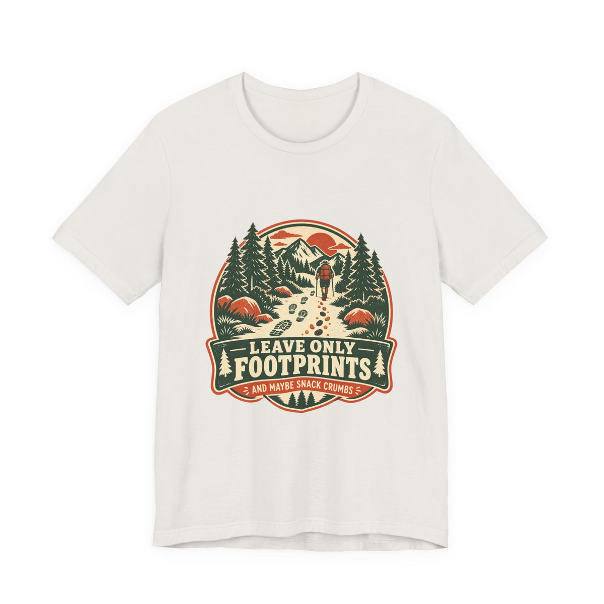 Leave Only Footprints T-Shirt — Funny Hiking Trail Snack Crumbs Vintage Mountain Tee