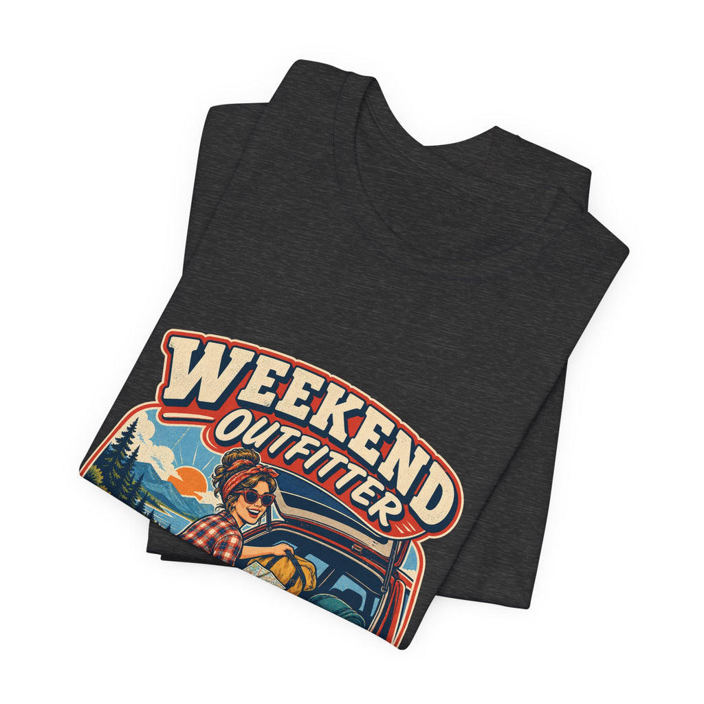 Weekend Outfitter Vintage Adventure T-Shirt — Bags Snacks Backup Plans Retro Road Trip Tee