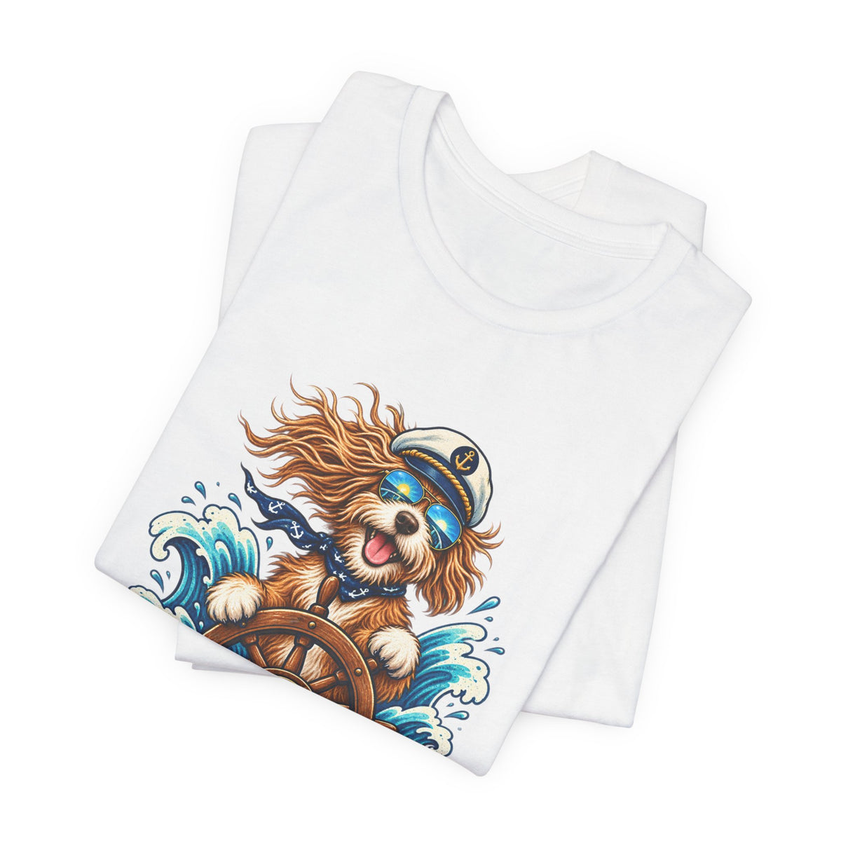 Deck Hair Don’t Care Dog Sailor T-Shirt — Funny Nautical Sea Dog Vintage Tee