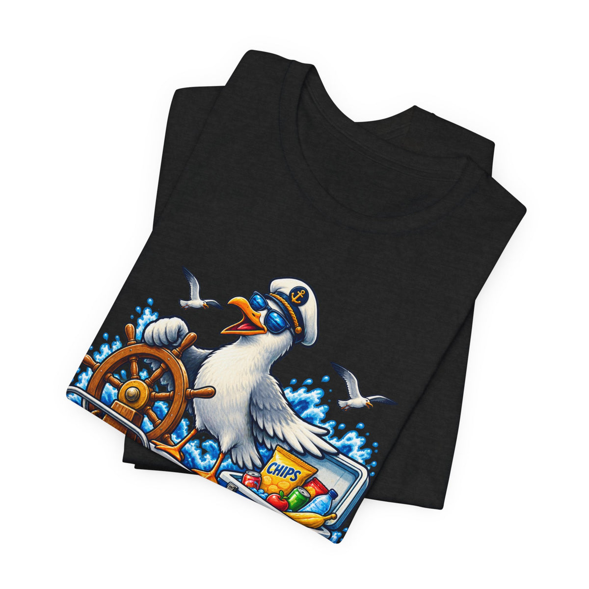 My Boat My Rules Your Snacks T-Shirt — Funny Nautical Seagull Captain Boating Tee