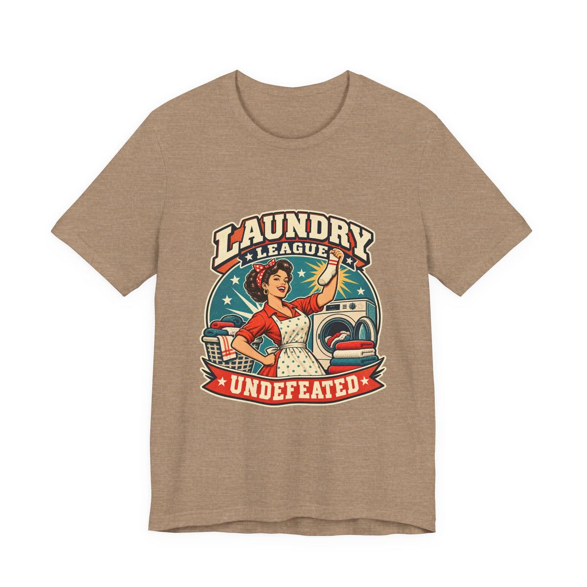 Laundry League Undefeated T-Shirt, Vintage Retro Laundry Room Humor Tee