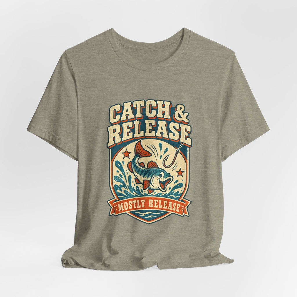 Catch & Release T-Shirt — Mostly Release Vintage Fishing Tee