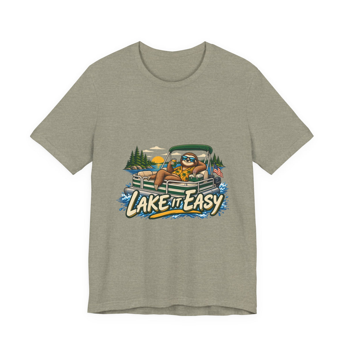 Lake It Easy Sloth Pontoon Boat T-Shirt — Vintage Summer Lake Life Humor Tee