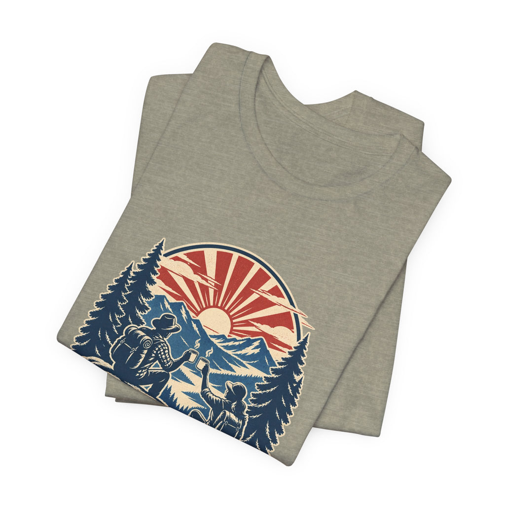 Sunrise Crew Hiking Tee — Running on Coffee & Views Vintage Mountain Shirt