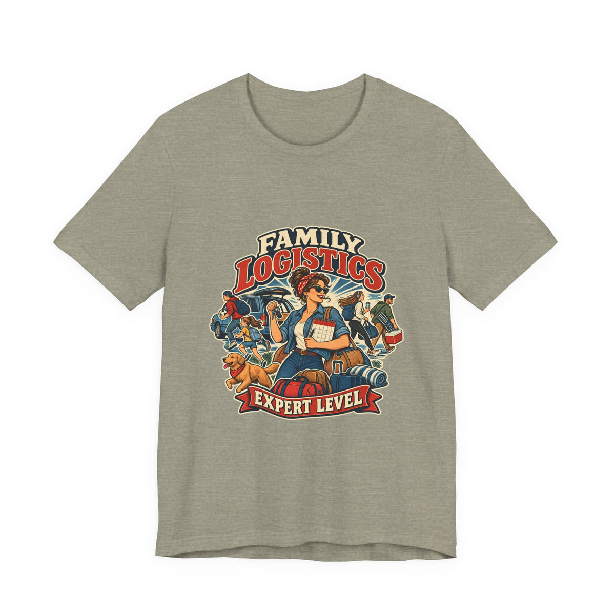 Family Logistics Expert Level T-Shirt — Vintage Mom Life and Family Organizer Tee