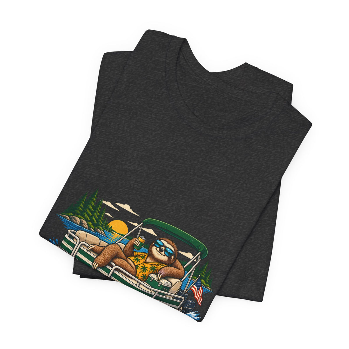 Lake It Easy Sloth Pontoon Boat T-Shirt — Vintage Summer Lake Life Humor Tee