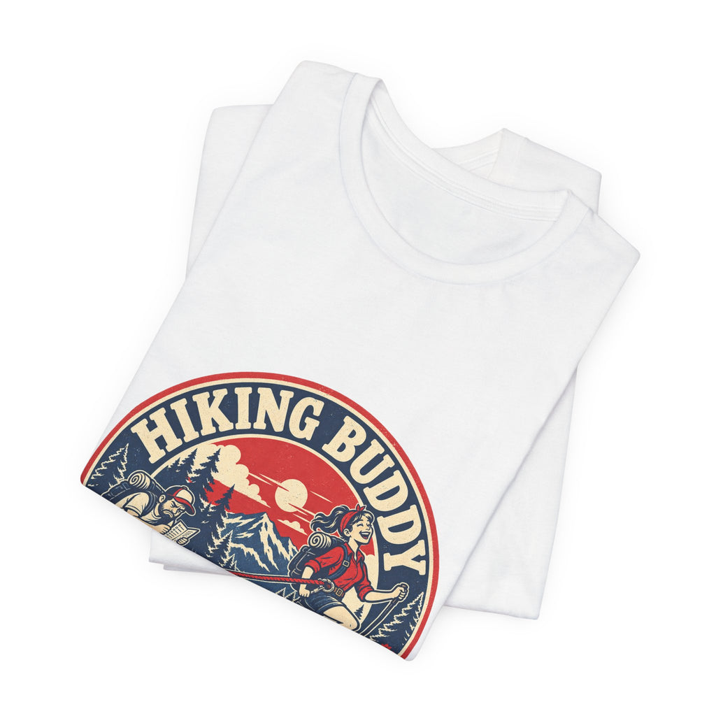 Hiking Buddy T-Shirt — Vintage Mountain Trekking Tee with Terms & Conditions Apply